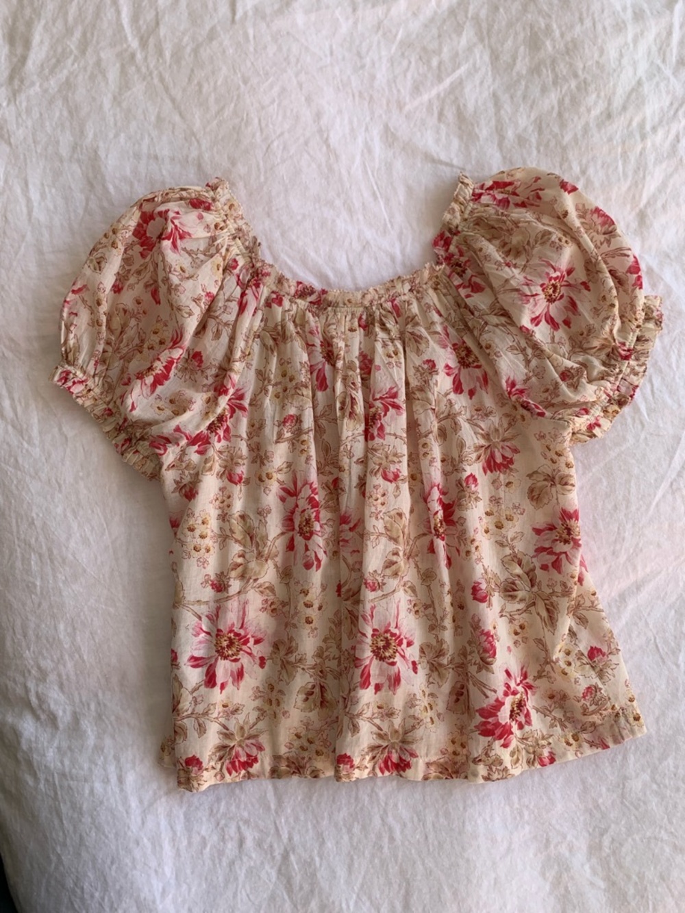 Doen Frederica Cotton Voile Pintuck Ruffle Short Sleeve Top Fleurs De Provence - Picture 9 of 11